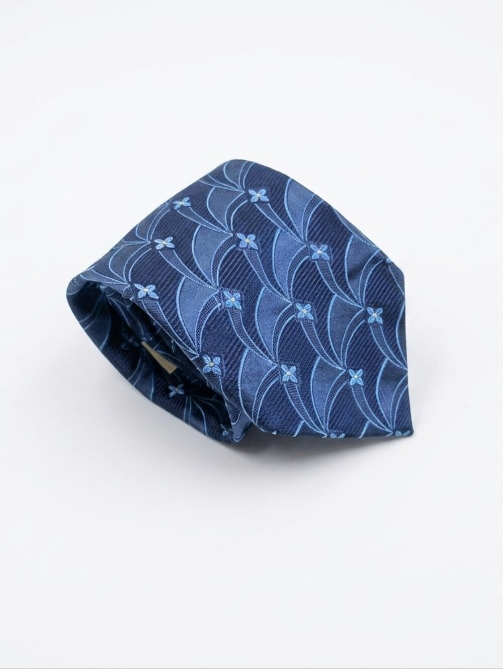 Villa Bolgheri Italia Blue Floral Print Mens Tie Silk Designer Luxury 62in Long